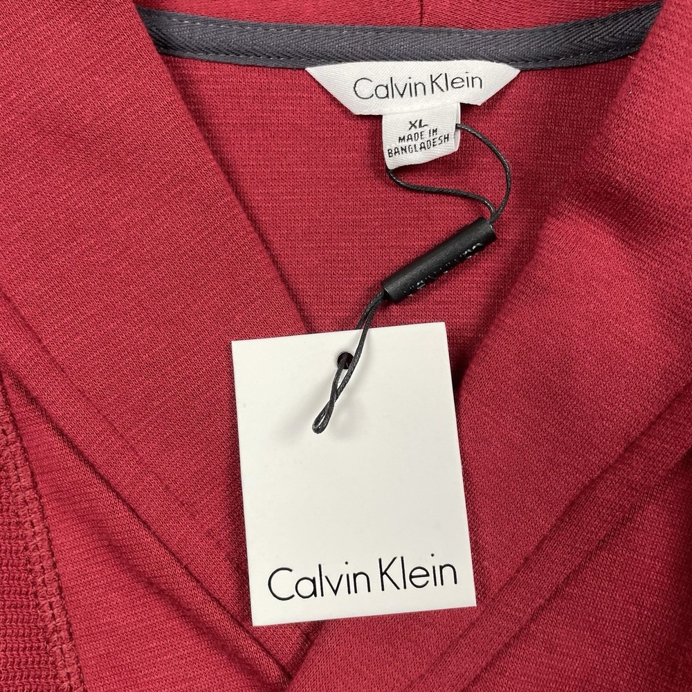 New Calvin Klein Sweater Mens XL Red Shawl Collar Preppy Winter Stretch Dressy - Picture 6 of 7